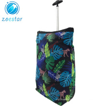 Printing Polyester Shopping Trolley Bag with Zipper Pocket Rolling Shopper Tote Bag